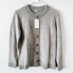 NWT Made With Love Gray/Beige Cardigan Button Down Detail Size Large